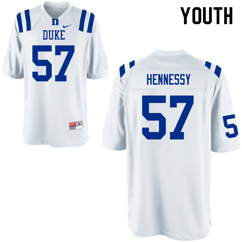 Youth #57 Thomas Hennessy Duke Blue Devils College Football Jerseys Sale-White - Click Image to Close